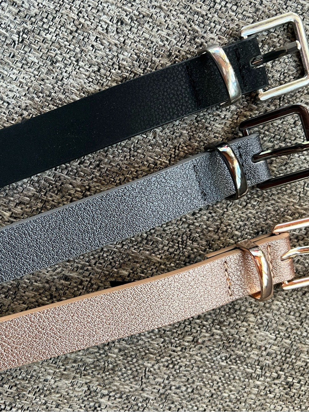 torrid Set of Three Skinny Belts in Black, Pewter, and Rose Gold